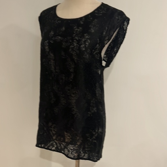 3.1 Philip Lim Black Silk Blend Burnout Tunic Top. 2 - Picture 5 of 7